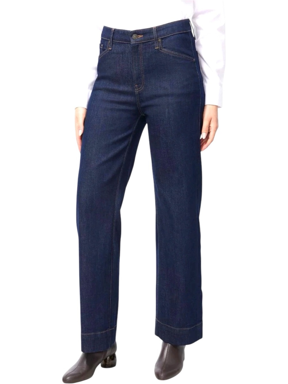 NEW NWT Chico's 00 Sz 2 Dark Indigo High Rise Trouser Jeans Pants